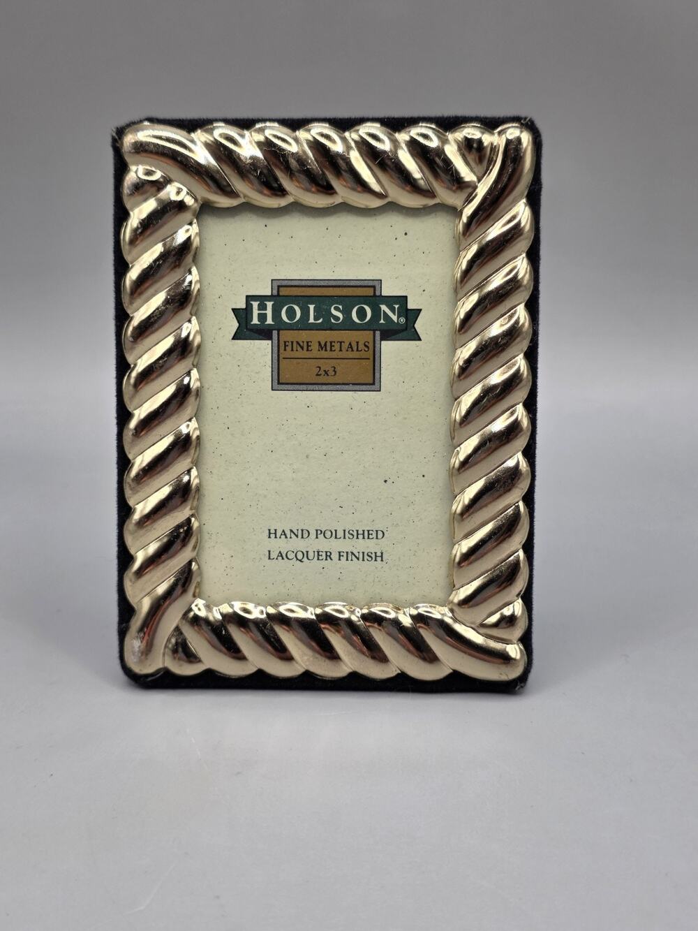 Vintage Holson Fine Metals 2x3 Picture Frame Gold Tone Rope Miniature